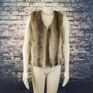 Tan and Black Faux Fur Vest
